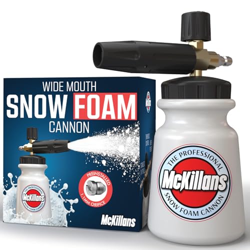 McKillans Foam Cannon for Pressure Washer Wide Mouth Car Wash Snow Foam Cannon Lance Pressure Washer Soap Dispenser for Car Washing with Adjustable Thick Foam 14 Quick Connector