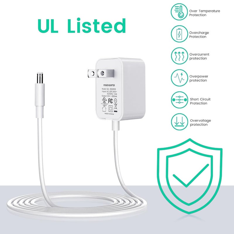 Smays سلك طاقة بديل لجهاز Graco DuetSoothe Simple Sway Swing Glider LX DuoGlider Sweetpeace 5V شاحن مهد الأطفال باللون الأبيض - Image 3