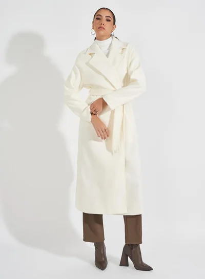 Styli Oversized Midi Length Belted Wool Like Coat