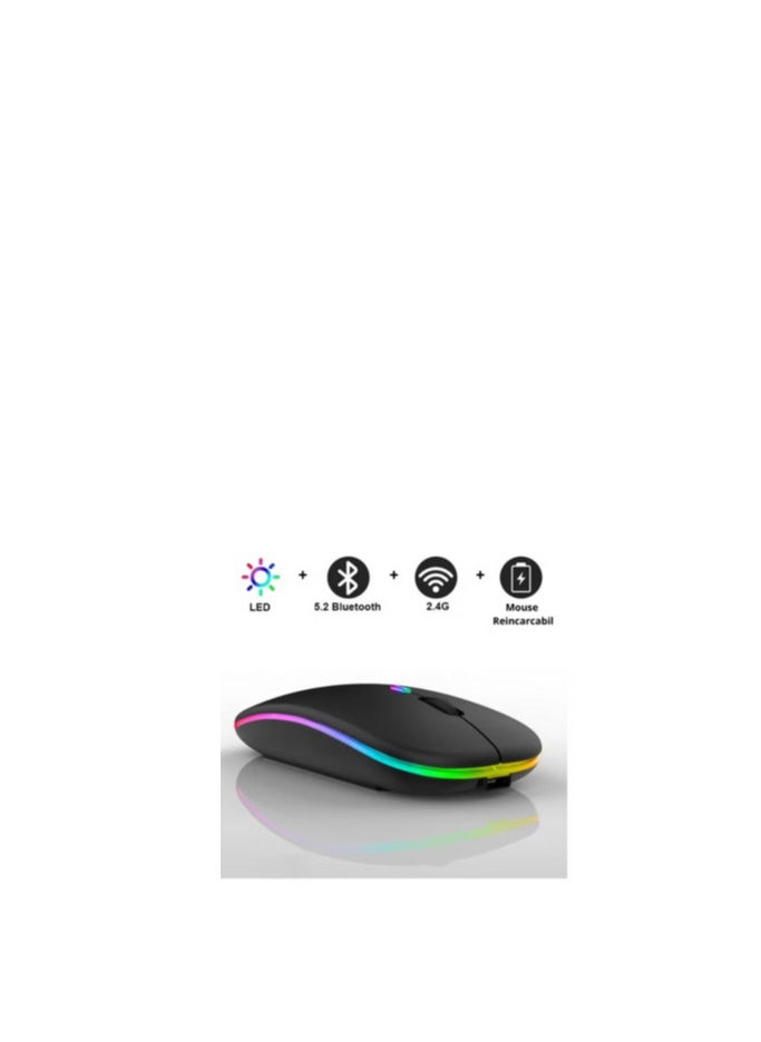 Generic - Wireless - Bluetooth Mouse w10 , Rechargeable LED Dual Mode Mouse (Bluetooth 5.2 and USB Receiver) Portable Silent Mouse,for Laptop/Desktop/Tablet - Image 1