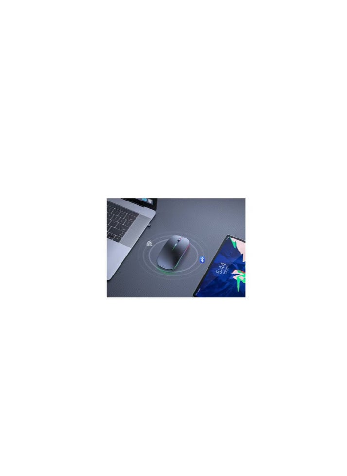 Generic - Wireless - Bluetooth Mouse w10 , Rechargeable LED Dual Mode Mouse (Bluetooth 5.2 and USB Receiver) Portable Silent Mouse,for Laptop/Desktop/Tablet - Image 1