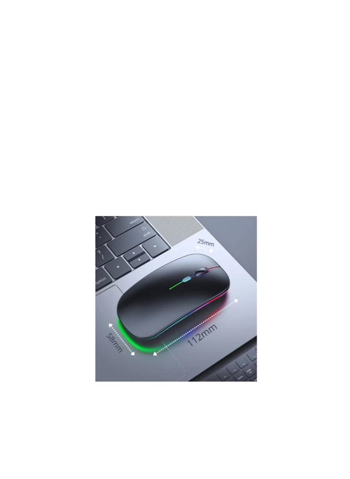 Generic - Wireless - Bluetooth Mouse w10 , Rechargeable LED Dual Mode Mouse (Bluetooth 5.2 and USB Receiver) Portable Silent Mouse,for Laptop/Desktop/Tablet - Image 1