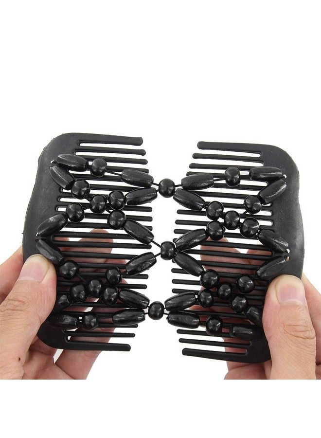 Yeshan Magic Hair Side Combs For Women Wood Beaded Stretch Double Hair Side Combs Clips Bun Maker Hair Accessoriespack Of 6 - Image 5