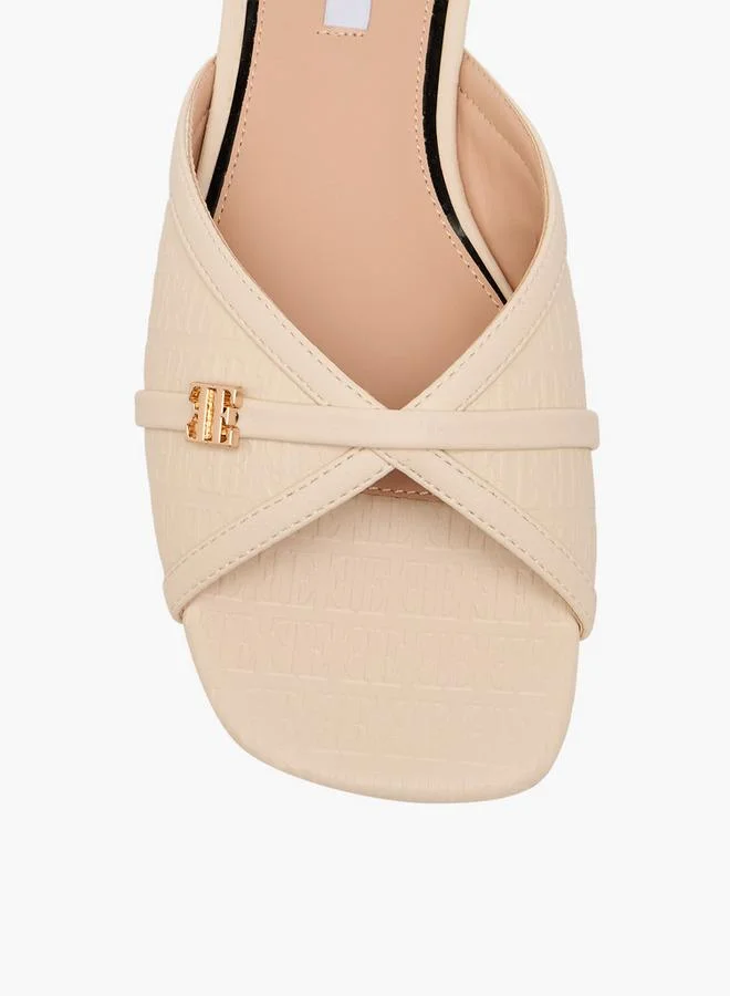 Elle WHITE Women Monogram Debossed Slide Sandals for Women | Best Price UAE