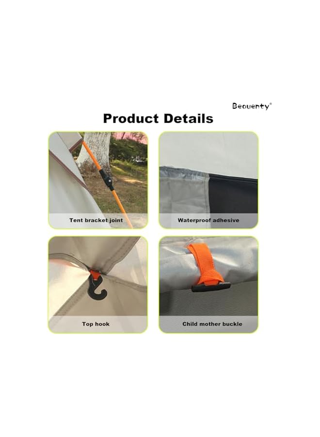 Beauenty 2-4 Persons Instant Tent For Camping, Portable Camping Tent, Automatic Camp Tent For Desert Beach Hiking Camping With Carry Bag - Image 5