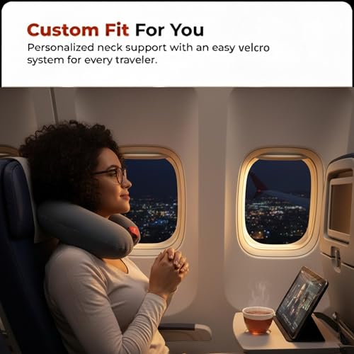 Trajectory Travel Neck Pillow with Sleeping Eye Mask Combo for Travelling and Sleeping in Airplane Flight, Cab, Car, Train, Bus for Men and Women Grey(As seen on Shark Tank) - Image 5