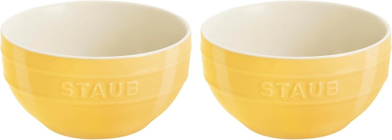 STAUB Stoneware Ramekins Ceramic 2pc Large Universal Bowl SetCitron - Image 1