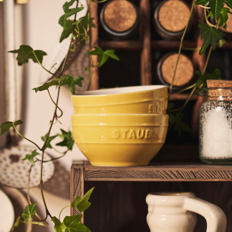 STAUB Stoneware Ramekins Ceramic 2pc Large Universal Bowl SetCitron - Image 2