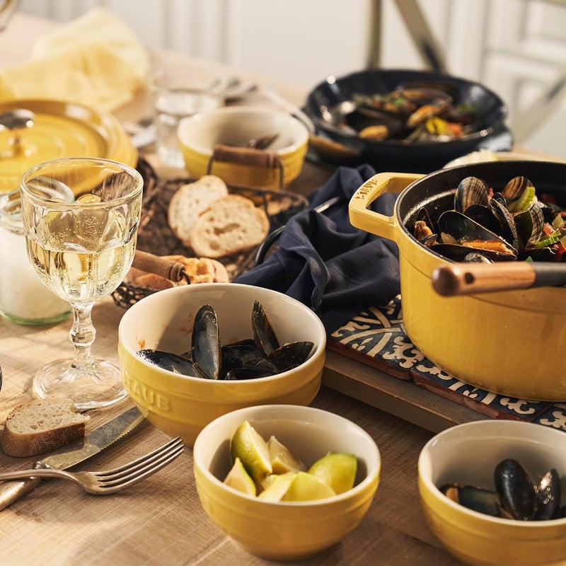 STAUB Stoneware Ramekins Ceramic 2pc Large Universal Bowl SetCitron - Image 4