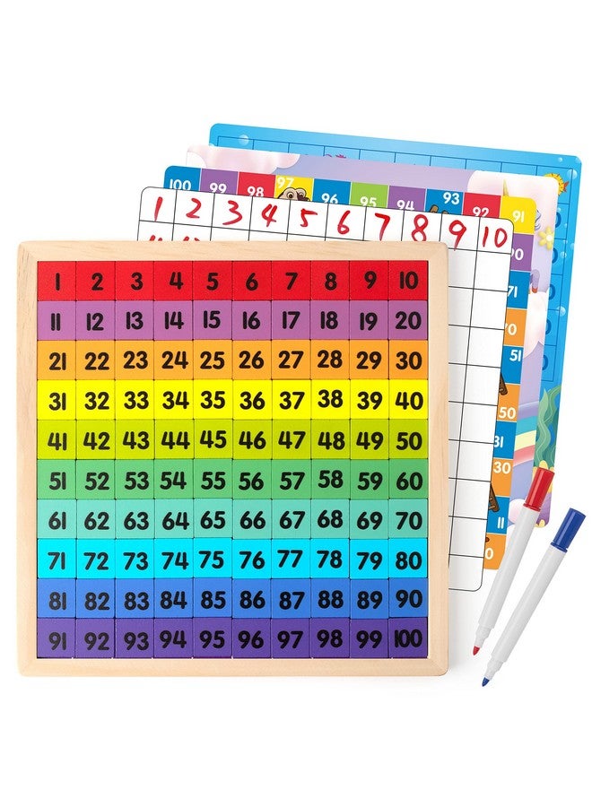 Coogam Wooden Math Hundred Board 1-100 Numbers Learning Educational Toys Colorful Montessori Counting Board Game For Preschool 3 4 5 Year Old Boys Girls - Image 1