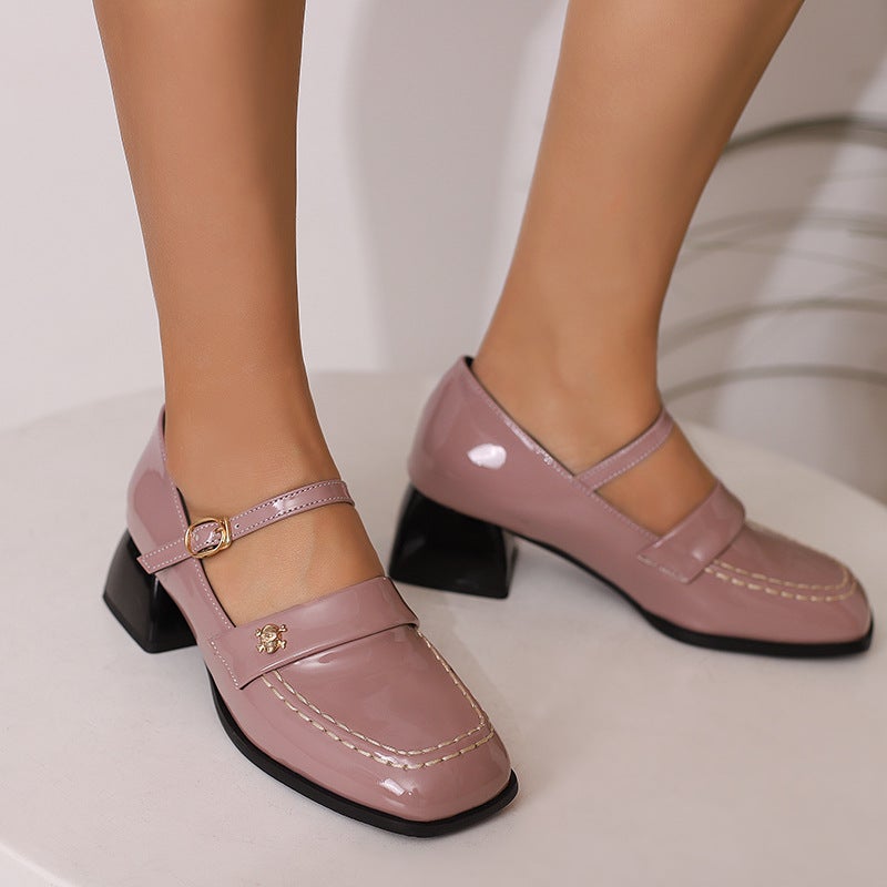 Source New Lacquer Women'S Shoes In Early Spring 2024 33-48 Size Size All-Match Buckle Mid-Heel Single Shoes - Image 2