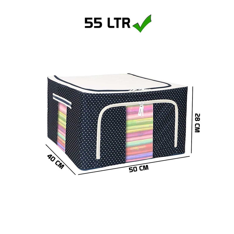 Sterling Sterling Storage Boxes for Clothes with Lid Kids Toy Storage Box Large Size 66 Ltr Oxford Fabric Cover Foldable And Washable Stainless Steel Frame Support  - Image 4