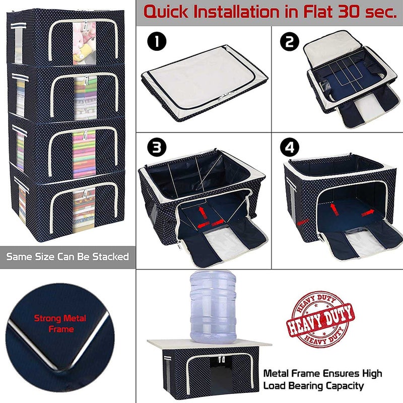 Sterling Sterling Storage Boxes for Clothes with Lid Kids Toy Storage Box Large Size 66 Ltr Oxford Fabric Cover Foldable And Washable Stainless Steel Frame Support  - Image 5