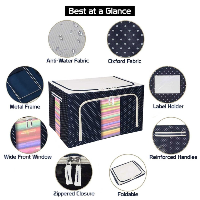Sterling Sterling Storage Boxes for Clothes with Lid Kids Toy Storage Box Large Size 66 Ltr Oxford Fabric Cover Foldable And Washable Stainless Steel Frame Support  - Image 2