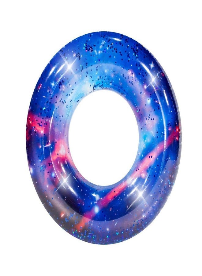 بول كاندي أنبوب حمام سباحة قابل للنفخ من Poolcandy بتصميم مجرة لامعة مقاس 36 بوصة - طباعة مجرة زرقاء عالية الدقة، مملوء ببريق عاكس. - Image 4