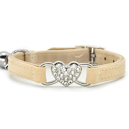 CHUKCHI Heart Bling Cat Collar with Safety Belt and Bell 8-11 Inches - Image 1