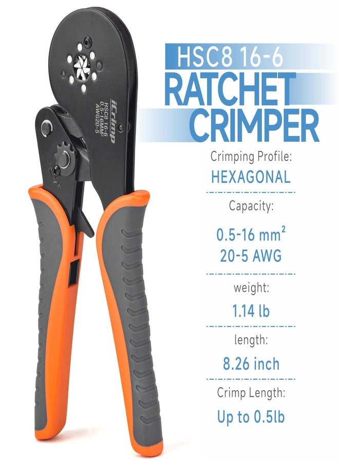 IWISS iCrimp Hexagonal Ratchet Crimper for End Sleeves and Ferrules 0.5-16mm2 AWG 20-5 - Image 2