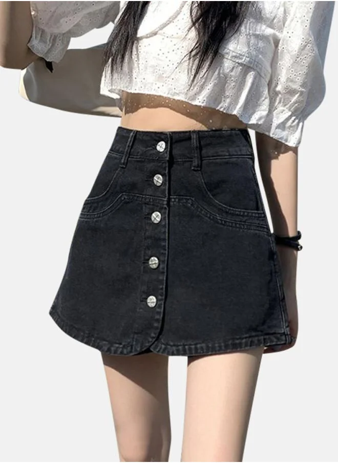 يونيكي Black Slim Fit High-Rise Denim Shorts