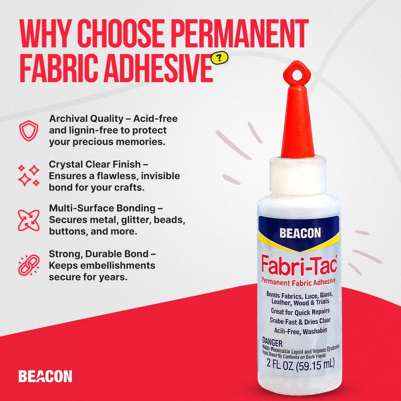 Beacon Fabri-Tac Permanent Adhesive, 2-Ounce - Image 2