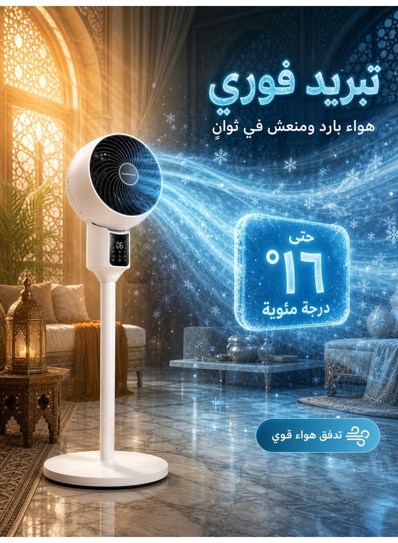 Ultra Quiet 3-Speed Turbo Strong Wind Floor Air Circulator Fan, USB Rechargeable, Telescopic Folding No Installation, Baby Safe Net - Image 2