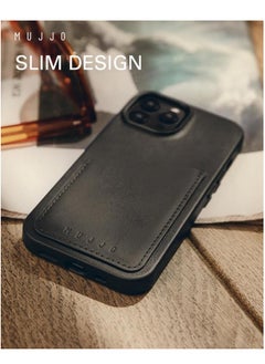 Mujjo Mujjo Leather Wallet Case for iPhone 16 Pro - Premium European Leather Case with Card Pocket, Enhanced Phone & Camera Lens Protection, MagSafe Compatible - iPhone 16 Pro Card Wallet Case (Black)  - Image 4