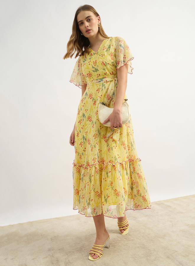 ستايلي فستان شيفون مطبوع بالزهور - Image 1