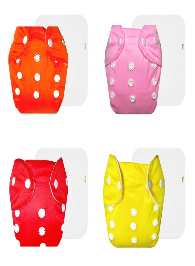 Dumbledo Lite Cloth Diaper with Cotton Insert (Pack of 4) | Dry Feel and Comfortable | 6-Layer Absorbent Pad | Adjustable Snaps | Worry-Free Diapering | 3 Months - 2 Years | Unisex Baby - Image 1