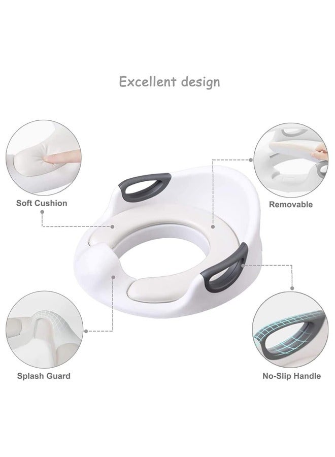 Toilet Training Seat,Child Safety Baby Toilet Seat, Suitable For Round And Oval Toilets, High Splash Protection, Handle And Backrest, ,Suitable For Boy And Girl Aged 1-8 Years (White) - Image 2