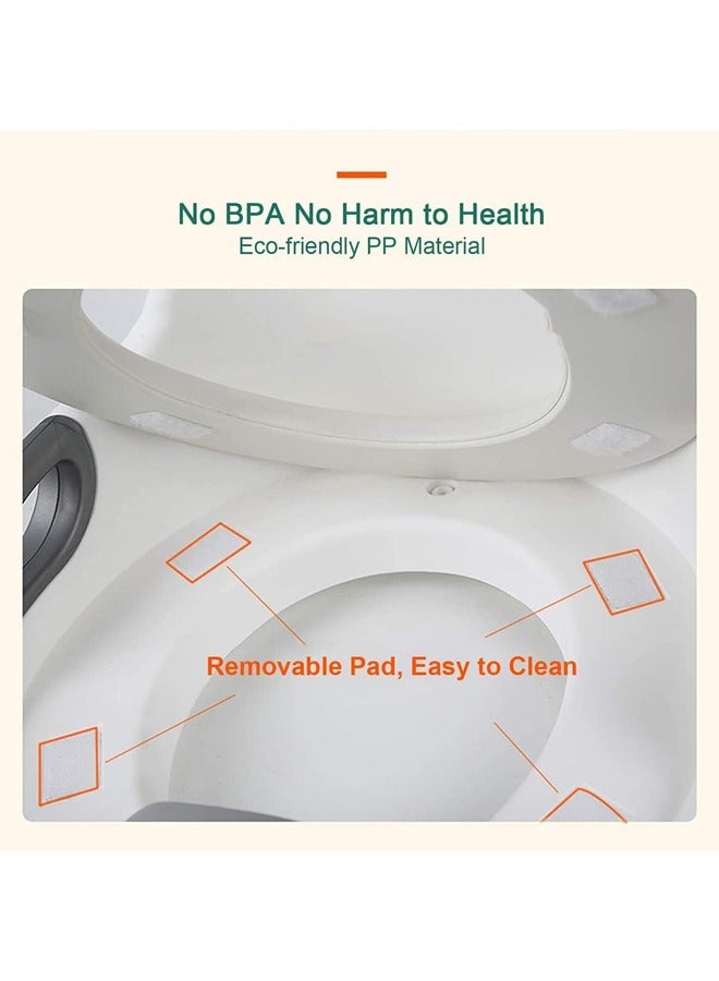 Toilet Training Seat,Child Safety Baby Toilet Seat, Suitable For Round And Oval Toilets, High Splash Protection, Handle And Backrest, ,Suitable For Boy And Girl Aged 1-8 Years (White) - Image 3