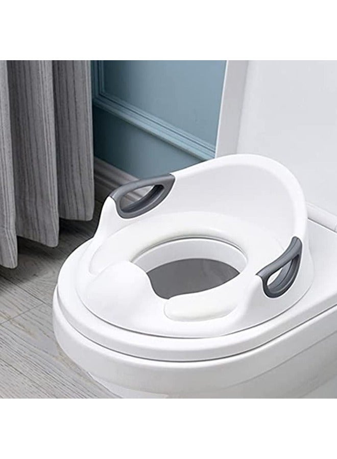 Toilet Training Seat,Child Safety Baby Toilet Seat, Suitable For Round And Oval Toilets, High Splash Protection, Handle And Backrest, ,Suitable For Boy And Girl Aged 1-8 Years (White) - Image 1