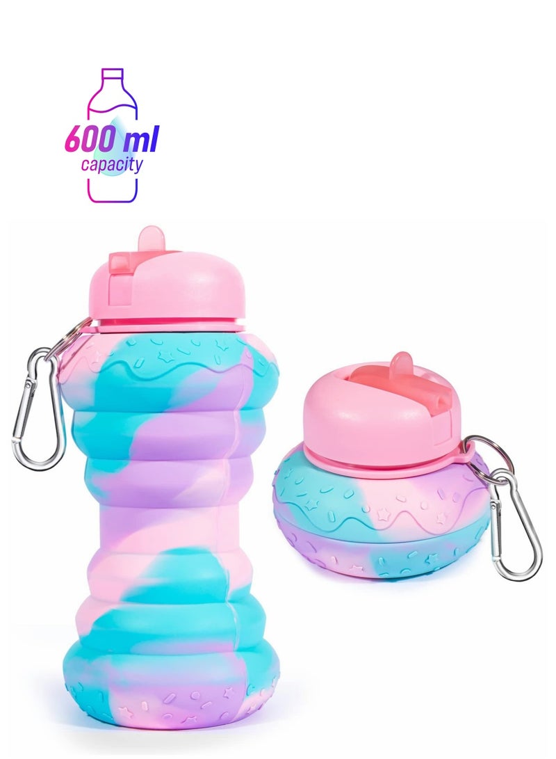 Excefore Collapsible Water Bottle Leak Proof Twist Cap BPA Free Silicone Foldable, Portable Sports Cups with Flip Spout for Gym Camping Sports Lightweight Travel Bottle, 20 oz  - Image 1