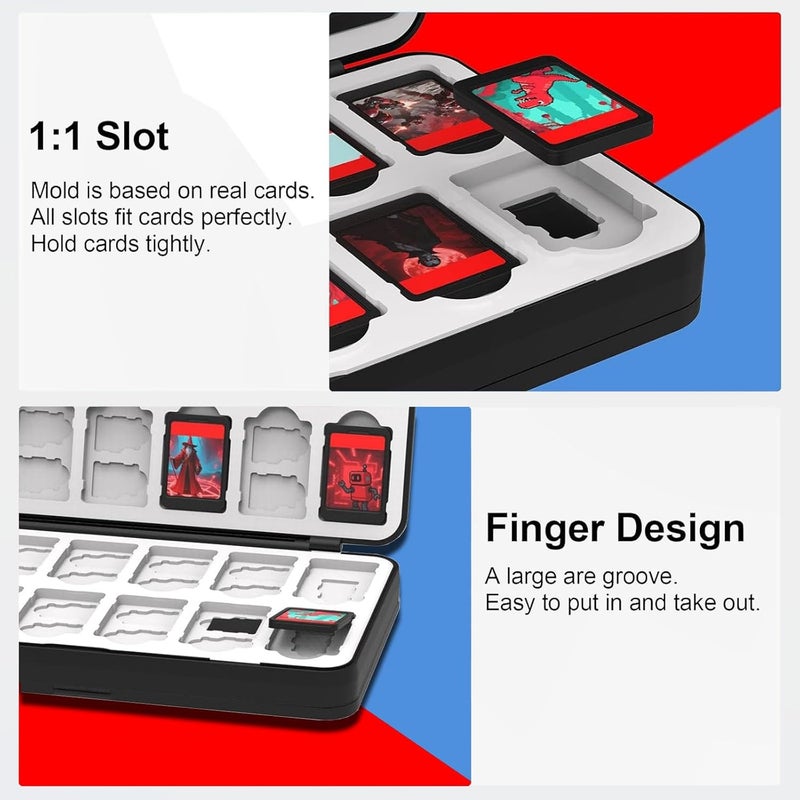 حقيبة ألعاب Switch تتسع لـ 48 بطاقة ألعاب نينتندو سويتش و48 بطاقة Micro SD، حامل خراطيش ألعاب نينتندو سويتش مع 48 فتحة، صندوق تخزين ألعاب مضغوط ومحمول (أسود) - Image 5