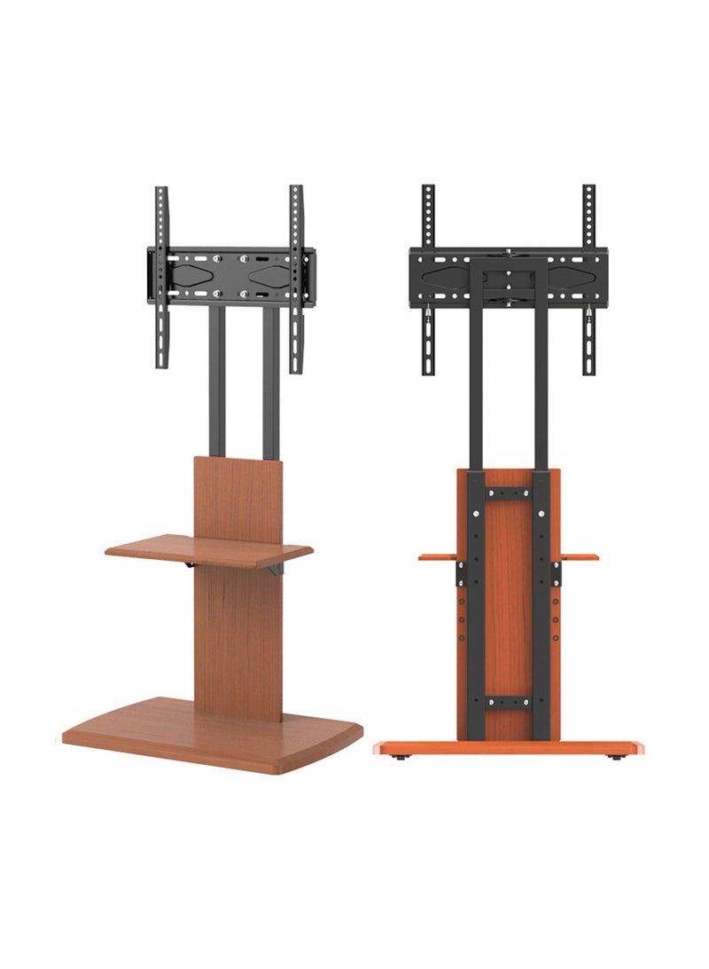 فلاشهوك حامل تلفزيون أرضي، حامل تلفزيون خشبي مع رف وعجلات لشاشات LCD وLED مقاس 32 إلى 65 بوصة، مقاس VESA 400x400 مم، أقصى حمل 45 كجم - بني - Image 2