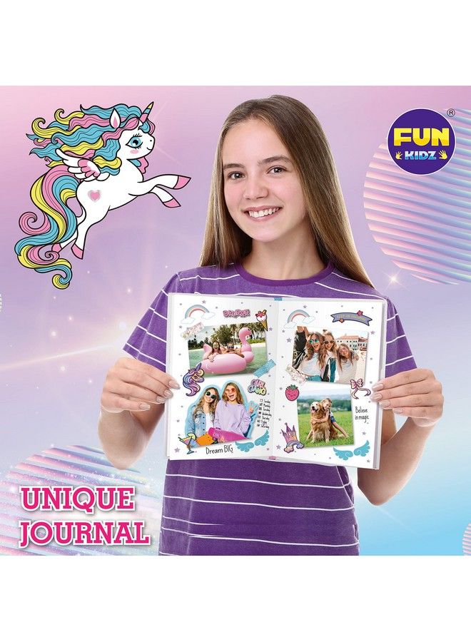 FUN KIDZ مجموعة دفتر يونيكورن للفتيات 8-12 مجموعة ألبوم فني للمراهقين مجموعة يوميات هدية للفتيات - Image 3