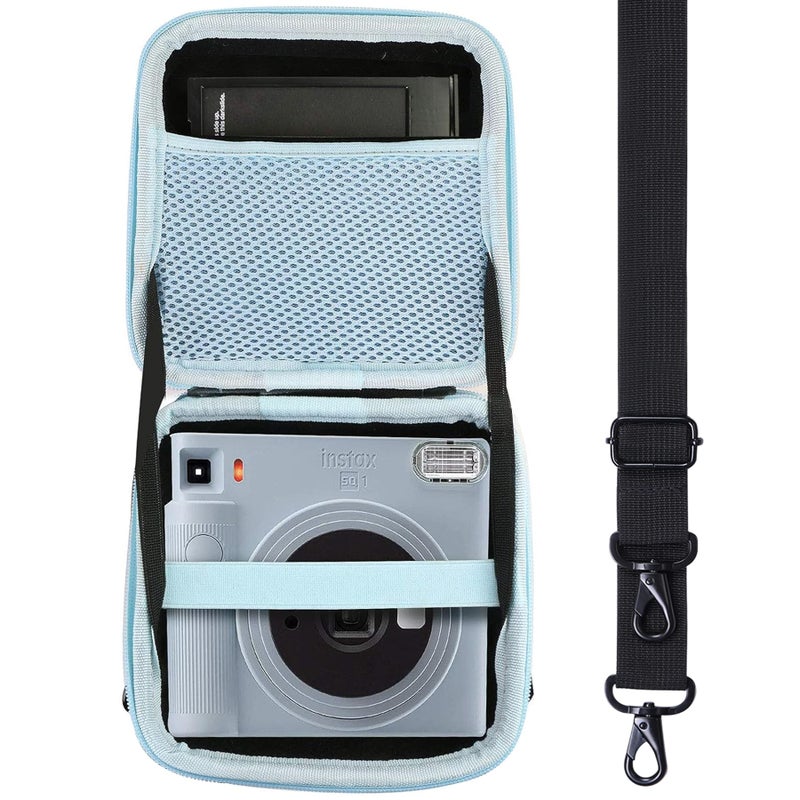 Aenllosi Aenllosi Hard Carrying Case Compatible with Fujifilm Instax Square SQ40/SQ1 Instant Camera,Mesh Pocket for Fujifilm Instax Square Film & Charging Cable(Inside Blue) - Image 1