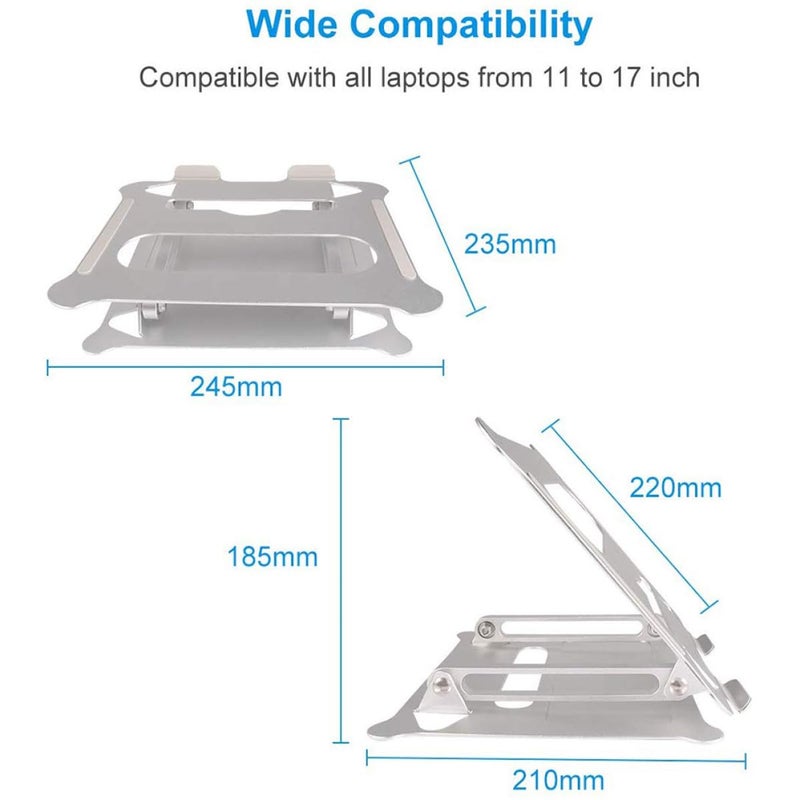 Foldable Adjustable Aluminum Laptop Stand Portable Silver Holder For Home Office Travel - Image 3