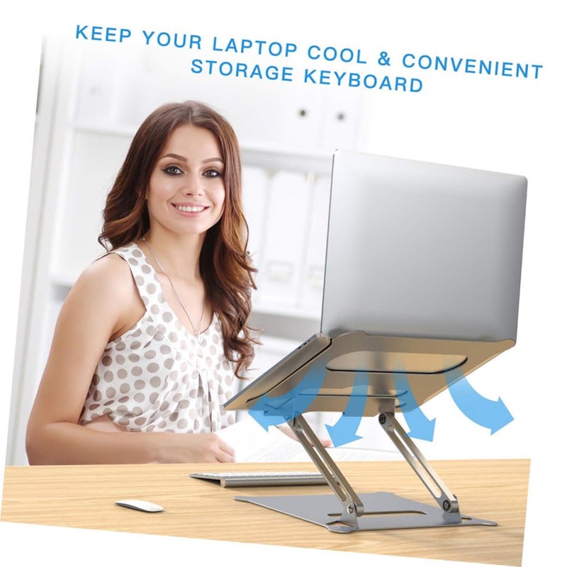 Foldable Adjustable Aluminum Laptop Stand Portable Silver Holder For Home Office Travel - Image 4