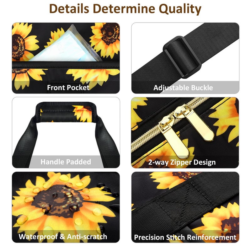 Capolo Expandable Travel Duffle Bag, Waterproof Weekender Overnight Bags for Women Men Hospital Bag for Women Labor Delivery Carry on Bag with Toiletry Bag for Travel Gym Airplanes(Sunflower, X-Large) - Image 4