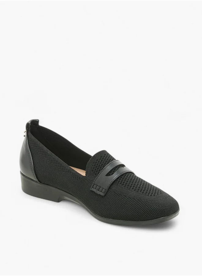 لو كونفورت Flyknit Textured Slip-On Loafers with Platform Heels