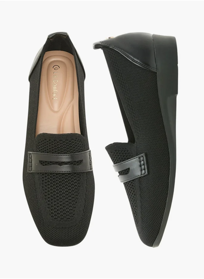 لو كونفورت Flyknit Textured Slip-On Loafers with Platform Heels