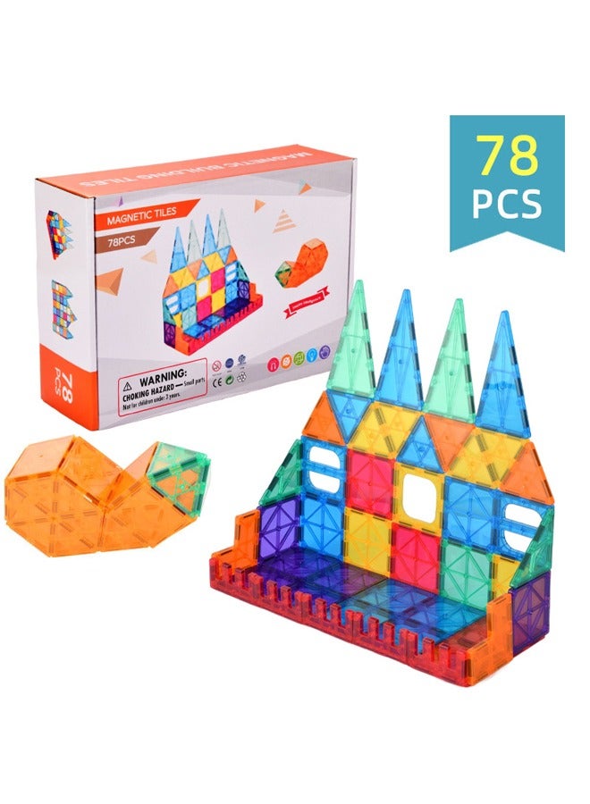 BABY PLUS 78PCS Magnetic Blocks,Magnet Tiles Building Blocks Set, Sensory Educational Toys Gift for Toddlers Kids - Image 1
