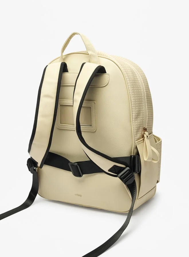 MISSY Women Missy Monogram Print Backpack with Adjustable Straps and Zip Closure - 31x13x40 cm