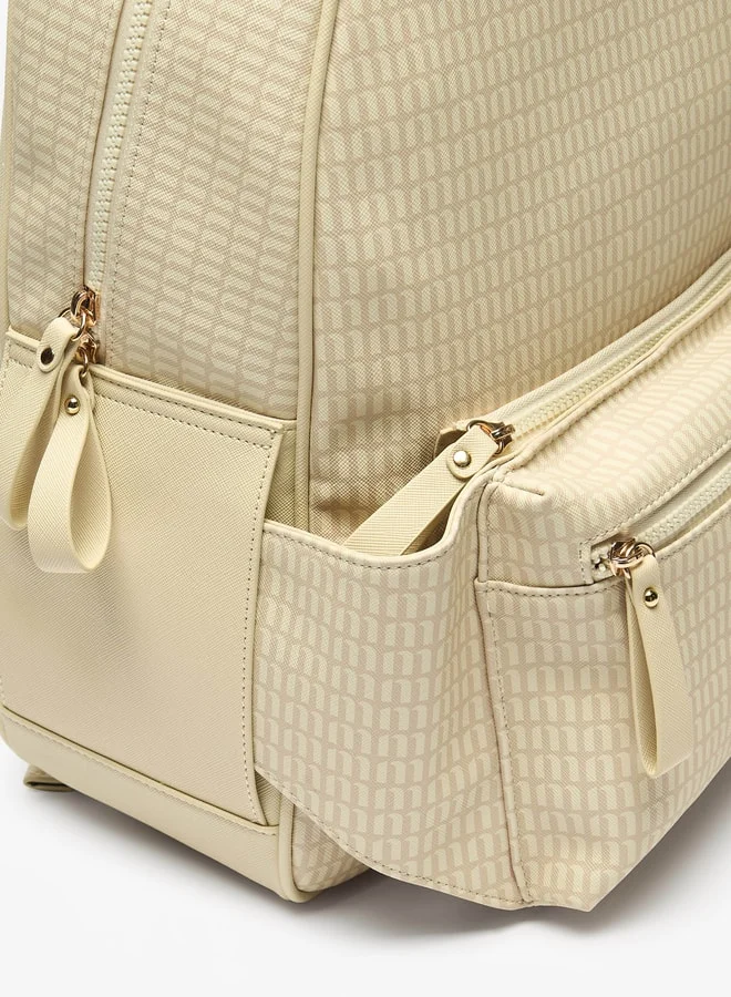 MISSY Women Missy Monogram Print Backpack with Adjustable Straps and Zip Closure - 31x13x40 cm