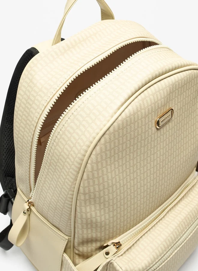 MISSY Women Missy Monogram Print Backpack with Adjustable Straps and Zip Closure - 31x13x40 cm