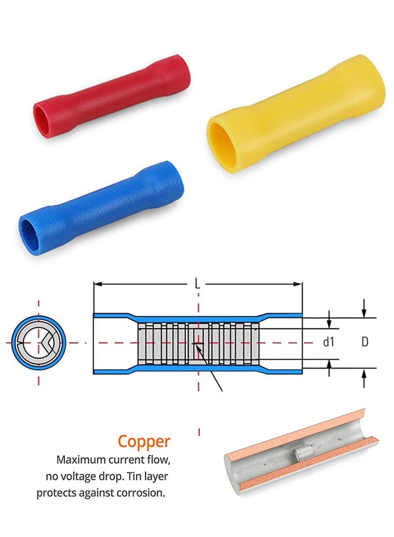 HEADVANA 120 Pcs Wire Butt Connectors 22-10 Gauge Insulated Electrical Marine Automotive Wire Crimp Terminals Assortment Kit - Image 2