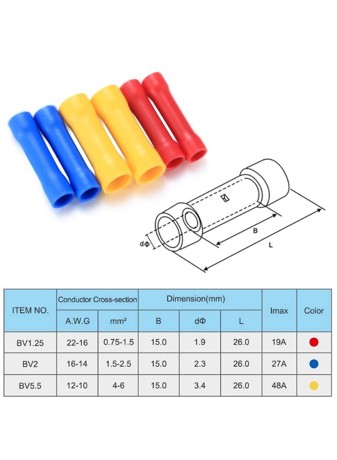 HEADVANA 120 Pcs Wire Butt Connectors 22-10 Gauge Insulated Electrical Marine Automotive Wire Crimp Terminals Assortment Kit - Image 4
