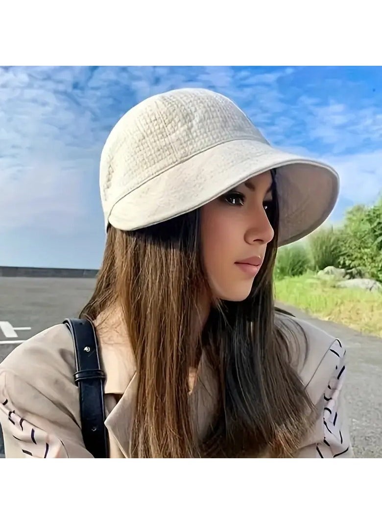 Goolsky Women's Wide Brim Sun Hat, UPF UV Protection Hiking Fishing Cap, Solid Color Bucket Hat, Adjustable Drawstring Outdoor Beach Sunshade Hat, Foldable Ponytail Cap  - Image 1