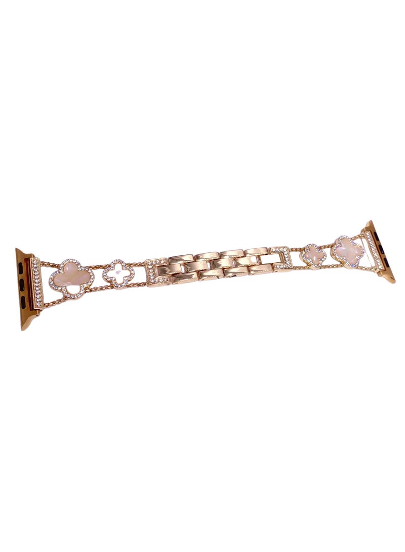 Y&D For Apple Watch 42/44/45MM Fashion Diamond Clover Metal Strap  - Image 1