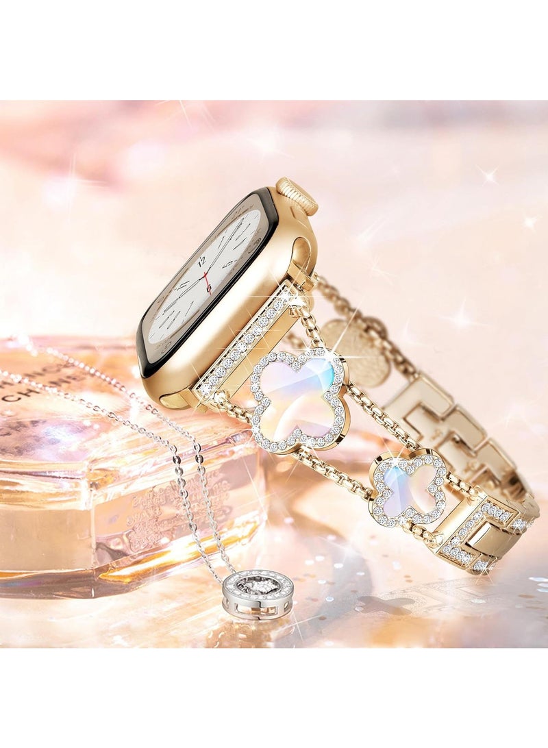 Y&D For Apple Watch 42/44/45MM Fashion Diamond Clover Metal Strap  - Image 4