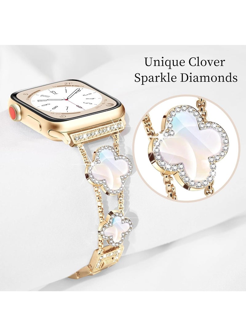 Y&D For Apple Watch 42/44/45MM Fashion Diamond Clover Metal Strap  - Image 3